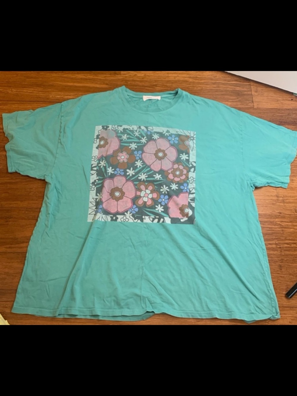 Daydreamer by free people one size graphic tee teal floral t-shirt